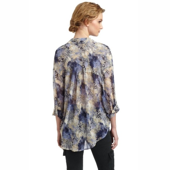 Free People Easy Rider Sheer Chiffon Button Down - Picture 4 of 10